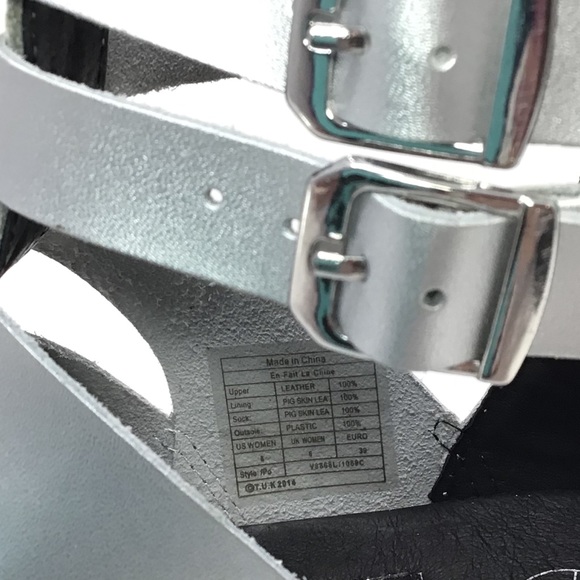 Sold! TUK Womens Silver Gladiator Creeper Shoes 8 - Picture 8 of 9